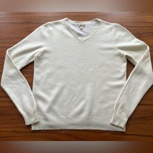 1901 Men's V-Neck Cream 100% Cashmere Sweater